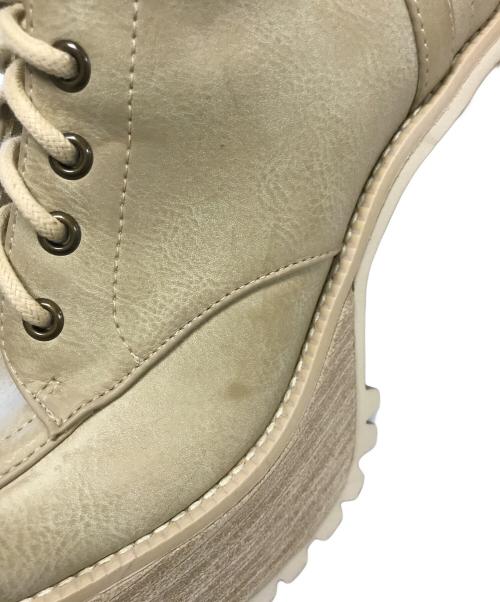 YELLO（イエロ）YELLO (イエロ) レースアップロングブーツ ベージュ サイズ:Lの古着・服飾アイテム