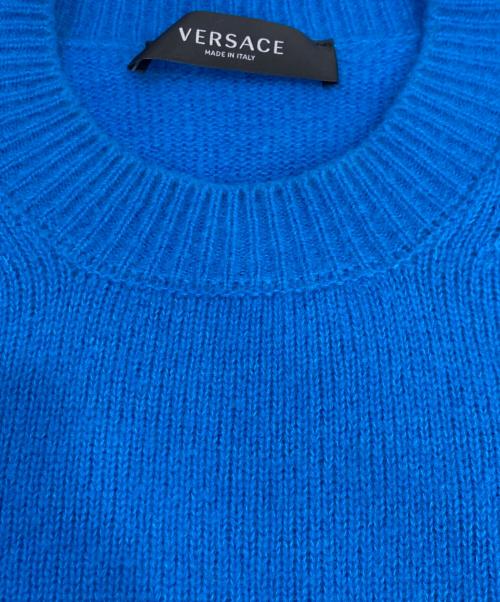 VERSACE（ヴェルサーチェ）VERSACE (ヴェルサーチェ) ダメージ加工ニット ブルー サイズ:50の古着・服飾アイテム