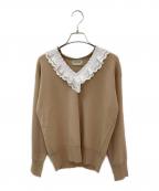 UNITED ARROWSユナイテッドアローズ）の古着「スカラップ レース フリル ニット」｜ベージュ