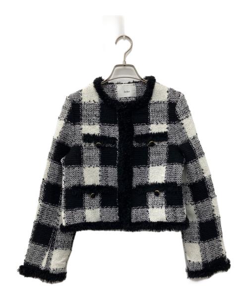 sheller（シェリエ）sheller (シェリエ) ギンガムツイードノーカラージャケット ブラック サイズ:Fの古着・服飾アイテム