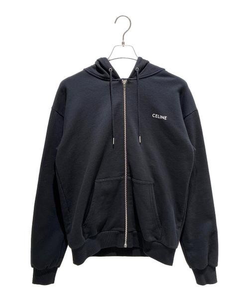 CELINE（セリーヌ）CELINE (セリーヌ) ロゴジップアップ ルーズフーディー 2Y28B670Q ブラック サイズ:XSの古着・服飾アイテム