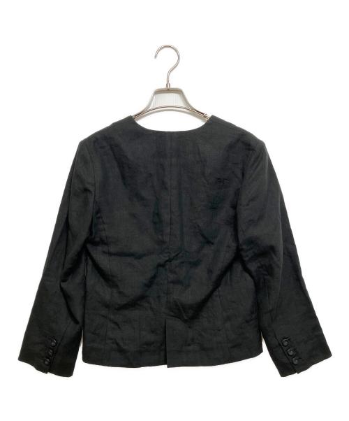 atelier naruse（アトリエナルセ）atelier naruse (アトリエナルセ) ノーカラーリネンジャケット ブラック サイズ:FREEの古着・服飾アイテム