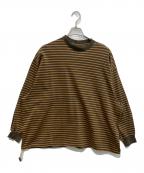 is-nessイズネス）の古着「BALLOON STRIPES LONG SLEEVE T SHIRT」｜ベージュ×ブラウン