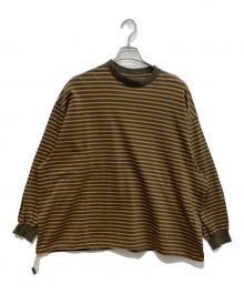 is-ness（イズネス）の古着「BALLOON STRIPES LONG SLEEVE T SHIRT」｜ベージュ×ブラウン