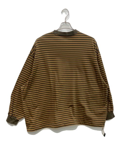is-ness（イズネス）is-ness (イズネス) BALLOON STRIPES LONG SLEEVE T SHIRT ベージュ×ブラウン サイズ:Mの古着・服飾アイテム
