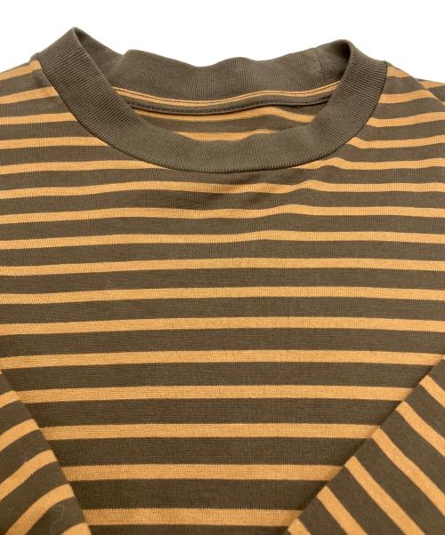 is-ness（イズネス）is-ness (イズネス) BALLOON STRIPES LONG SLEEVE T SHIRT ベージュ×ブラウン サイズ:Mの古着・服飾アイテム