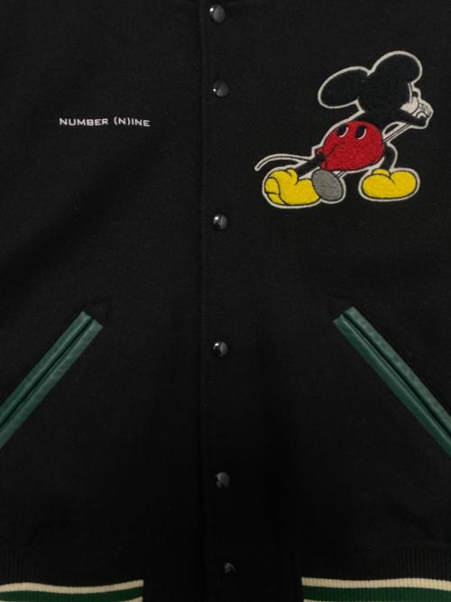 SUPREME（シュプリーム）SUPREME (シュプリーム) NUMBER (N)INE (ナンバーナイン) DISNEY (ディズニー) Mickey Varsity Jacket ブラック×グリーン サイズ:Mの古着・服飾アイテム
