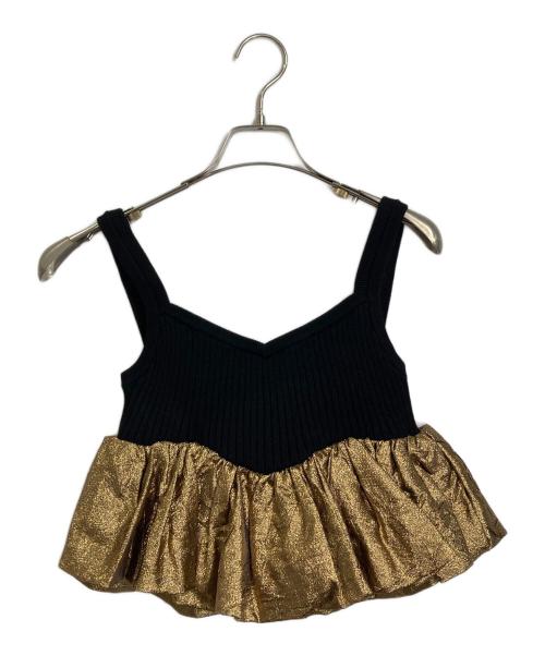 OMMO（オーエムエムオー）OMMO (オーエムエムオー) METALLIC BALLOON KT BUSTIER  フリルビスチェ ブラック×ゴールド サイズ:FREEの古着・服飾アイテム