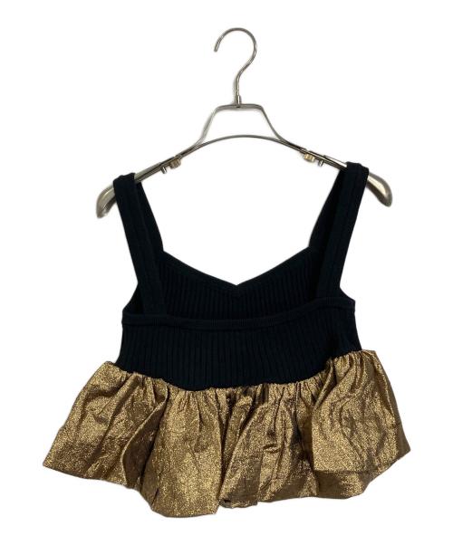 OMMO（オーエムエムオー）OMMO (オーエムエムオー) METALLIC BALLOON KT BUSTIER  フリルビスチェ ブラック×ゴールド サイズ:FREEの古着・服飾アイテム