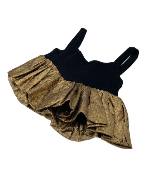 OMMO（オーエムエムオー）OMMO (オーエムエムオー) METALLIC BALLOON KT BUSTIER  フリルビスチェ ブラック×ゴールド サイズ:FREEの古着・服飾アイテム