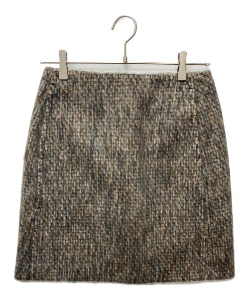 MACPHEE（マカフィー）MACPHEE (マカフィー) モヘヤミックスシャギー ミニスカート ブラウン サイズ:36 未使用品の古着・服飾アイテム