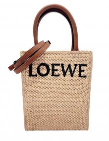 LOEWE（ロエベ）の古着「ラフィア スタンダード A5 トートバッグ」｜ナチュラル/タン