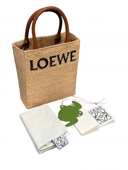 LOEWE（ロエベ）LOEWE (ロエベ) ラフィア スタンダード A5 トートバッグ ナチュラル/タンの古着・服飾アイテム