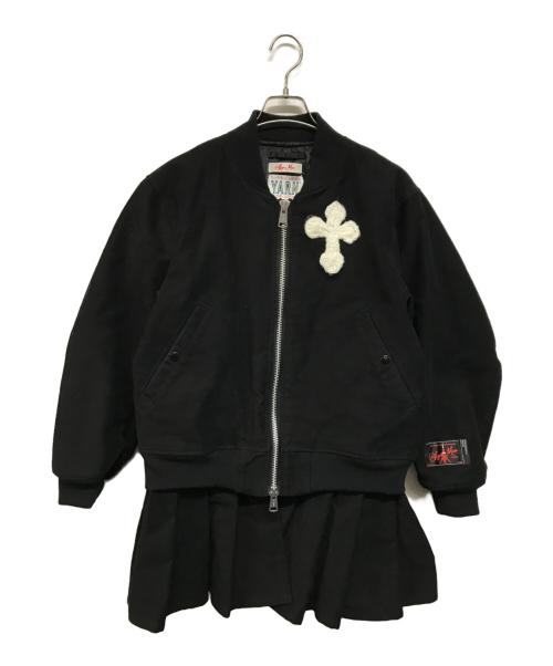 SYUMAN.（シュウマン）SYUMAN. (シュウマン) Y.A.R.N (ヤーン) DOCKING SKIRT MA-1 JKT クロス刺繍 ブラック サイズ:1の古着・服飾アイテム