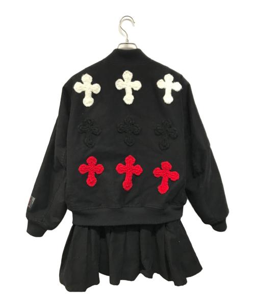 SYUMAN.（シュウマン）SYUMAN. (シュウマン) Y.A.R.N (ヤーン) DOCKING SKIRT MA-1 JKT クロス刺繍 ブラック サイズ:1の古着・服飾アイテム