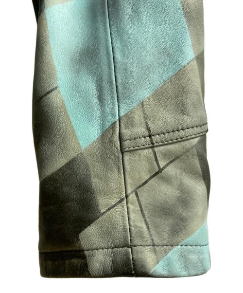 masu（エムエーエスユー）MASU (エムエーエスユー) ARGYLE LEATHER SPORTS JACKET ブラック×ブルー サイズ:46の古着・服飾アイテム