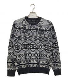 PHENOMENON（フェノメノン）の古着「CHIMAYO CREW KNIT」｜グレー×ホワイト