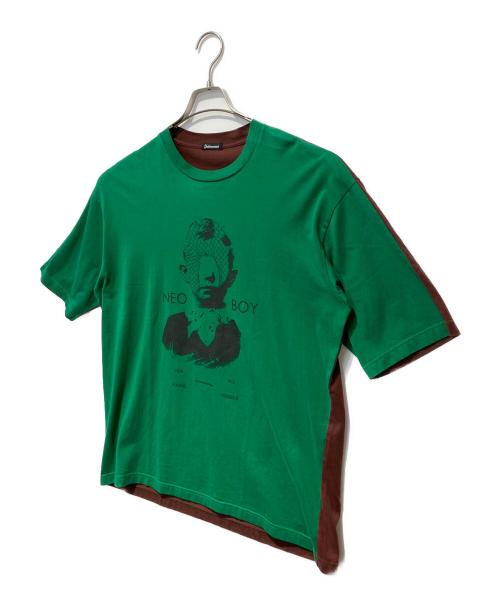 UNDERCOVERISM（アンダーカバーイズム）UNDERCOVERISM (アンダーカバーイズム) 前後切替TEE NEO BOY グリーン×ブラウン サイズ:3の古着・服飾アイテム