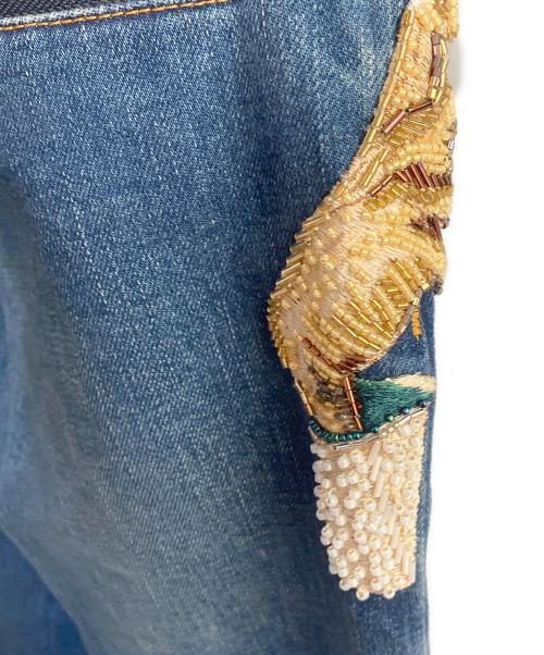 UNDERCOVER（アンダーカバー）UNDERCOVER (アンダーカバー) ハンドビーズ ニーリップ加工 デニムパンツ インディゴ サイズ:2の古着・服飾アイテム