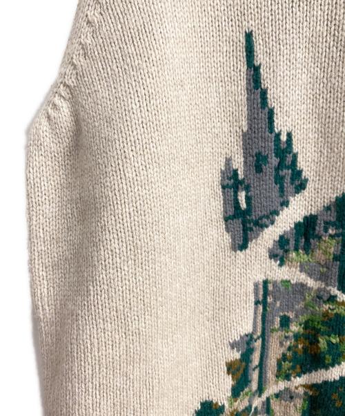 UNDERCOVER（アンダーカバー）UNDERCOVER (アンダーカバー) ッチ ワーク 刺繍 コラージュニット ベージュ×グリーン サイズ:3の古着・服飾アイテム