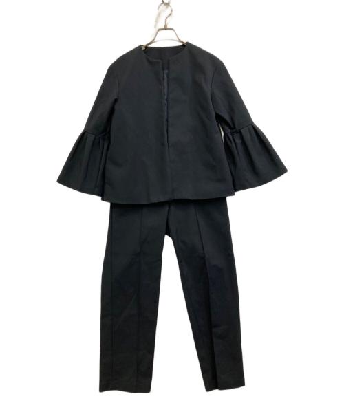 Mila Owen（ミラオーウェン）Mila Owen (ミラオーウェン) フレアタックスリーブジャケット×パンツSET ブラックの古着・服飾アイテム