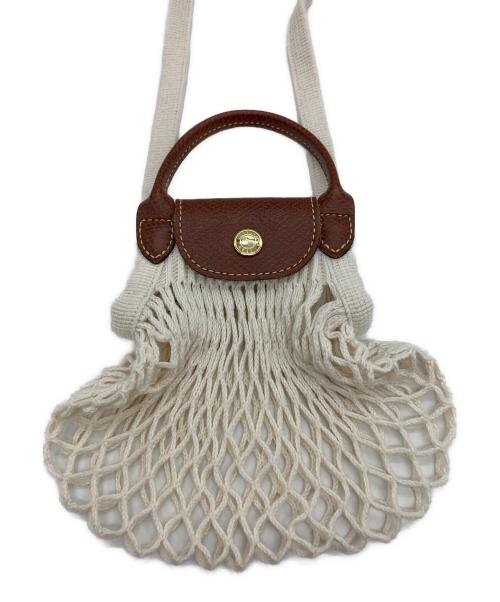 LONGCHAMP（ロンシャン）LONGCHAMP (ロンシャン) LE PLIAGE FILETメッシュポシェット アイボリーの古着・服飾アイテム