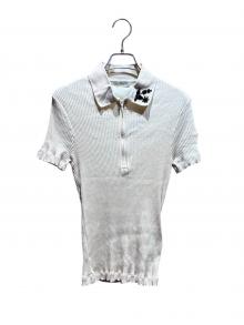 MONCLER（モンクレール）の古着「ビーズ装飾ポロニット」｜アイボリー