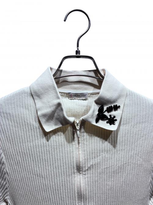 MONCLER（モンクレール）MONCLER (モンクレール) ビーズ装飾ポロニット アイボリー サイズ:Sの古着・服飾アイテム