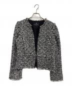 LANVIN COLLECTIONランバンコレクション）の古着「ノーカラーツイードジャケット」｜ブラック