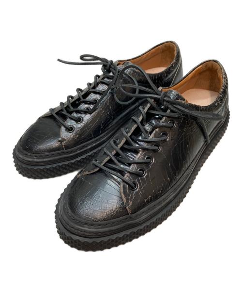BUTTERO（ブッテロ）BUTTERO (ブッテロ) クラックレザーローカットスニーカー ブラック サイズ:41の古着・服飾アイテム