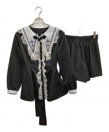 MARS（マーズ）の古着「BIG襟クロス刺繍セットアップ」｜ブラック