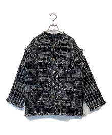 FRAMeWORK（フレームワーク）の古着「ツイードライクニットジャケット　25010220301040」｜ブラック