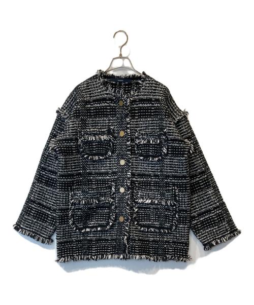 FRAMeWORK（フレームワーク）FRAMeWORK (フレームワーク) ツイードライクニットジャケット　25010220301040 ブラック サイズ:FREEの古着・服飾アイテム