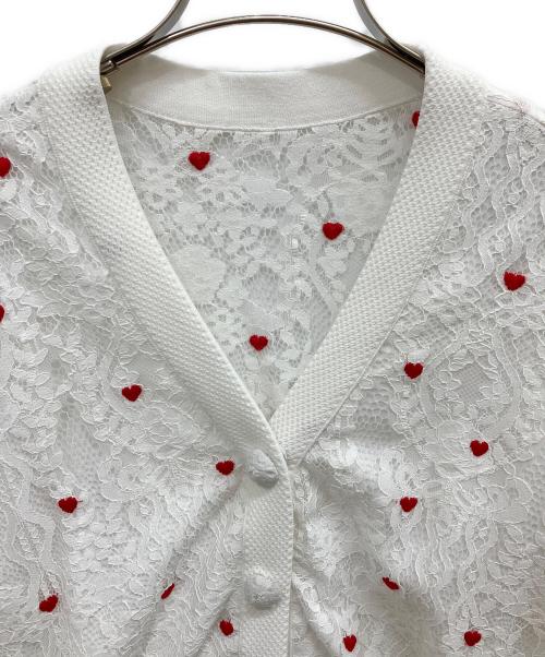DOUBLE STANDARD CLOTHING（ダブルスタンダードクロージング）DOUBLE STANDARD CLOTHING (ダブルスタンダードクロージング) ハート刺繍レースカーディガン ホワイト サイズ:38の古着・服飾アイテム