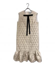 Adonisis（アドニシス）の古着「キルティングマーメイドリボンドレス」｜ベージュ