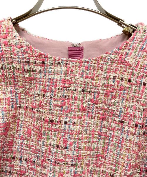 M Maglie le cassetto（エム マーリエ ル カセット）M Maglie le cassetto (エム マーリエ ル カセット) ファンシーツイードブラウス ピンク サイズ:9の古着・服飾アイテム