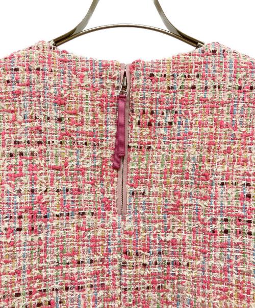 M Maglie le cassetto（エム マーリエ ル カセット）M Maglie le cassetto (エム マーリエ ル カセット) ファンシーツイードブラウス ピンク サイズ:9の古着・服飾アイテム