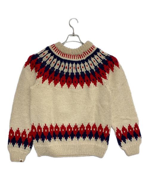 A BATHING APE（ア ベイシング エイプ）A BATHING APE (ア ベイシング エイプ) POST O'ALLS (ポストオーバーオールズ) CANADIAN SWEATER (カナディアンセーター) ノルディックセーター アイボリー サイズ:Freeの古着・服飾アイテム