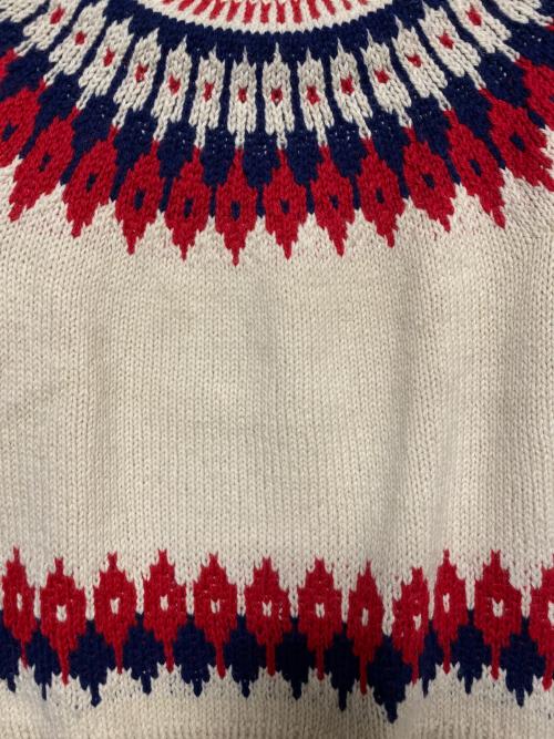 A BATHING APE（ア ベイシング エイプ）A BATHING APE (ア ベイシング エイプ) POST O'ALLS (ポストオーバーオールズ) CANADIAN SWEATER (カナディアンセーター) ノルディックセーター アイボリー サイズ:Freeの古着・服飾アイテム