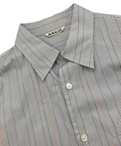 AURALEE（オーラリー）AURALEE (オーラリー) FINX STRIPE SHIRT グレーの古着・服飾アイテム