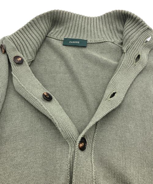 Zanone（ザノーネ）Zanone (ザノーネ) 7ゲージリネンコットンスタンドカラーニットカーディガン オリーブ サイズ:46の古着・服飾アイテム