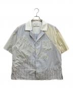 FenG CHen WANGフェンチェンワン）の古着「MULTI STRIPE PATHCHWORK SHIRT」｜グレー