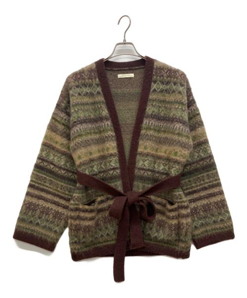 OLD JOE & Co.（オールドジョー）OLD JOE & Co. (オールドジョー) FAIR ISLE BELTED GOWN　フェアアイル・ベルテッド・ガウン　カーディガン  ブラウン サイズ:38の古着・服飾アイテム