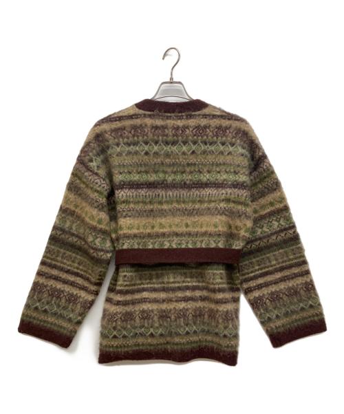 OLD JOE & Co.（オールドジョー）OLD JOE & Co. (オールドジョー) FAIR ISLE BELTED GOWN　フェアアイル・ベルテッド・ガウン　カーディガン  ブラウン サイズ:38の古着・服飾アイテム
