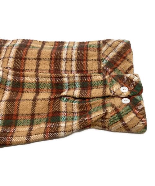 NUMBER (N)INE（ナンバーナイン）NUMBER (N)INE (ナンバーナイン) THS刺繍 ネップ加工 チェック フランネル フード付シャツ　ハイストリート期 　宮下貴裕本人期 ブラウン サイズ:3の古着・服飾アイテム