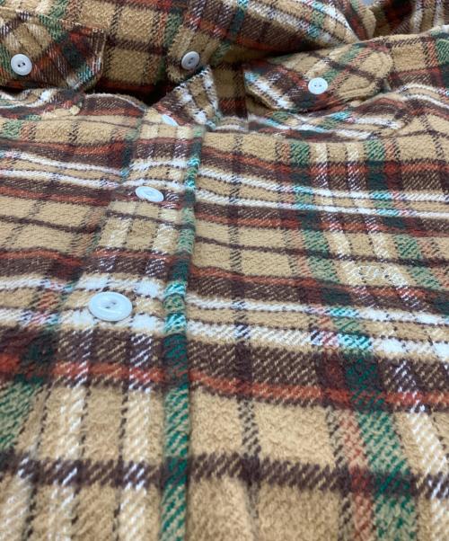 NUMBER (N)INE（ナンバーナイン）NUMBER (N)INE (ナンバーナイン) THS刺繍 ネップ加工 チェック フランネル フード付シャツ　ハイストリート期 　宮下貴裕本人期 ブラウン サイズ:3の古着・服飾アイテム