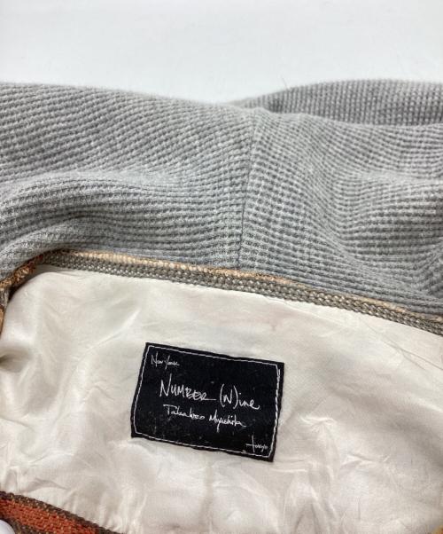 NUMBER (N)INE（ナンバーナイン）NUMBER (N)INE (ナンバーナイン) THS刺繍 ネップ加工 チェック フランネル フード付シャツ　ハイストリート期 　宮下貴裕本人期 ブラウン サイズ:3の古着・服飾アイテム