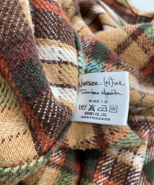 NUMBER (N)INE（ナンバーナイン）NUMBER (N)INE (ナンバーナイン) THS刺繍 ネップ加工 チェック フランネル フード付シャツ　ハイストリート期 　宮下貴裕本人期 ブラウン サイズ:3の古着・服飾アイテム