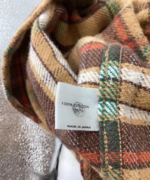 NUMBER (N)INE（ナンバーナイン）NUMBER (N)INE (ナンバーナイン) THS刺繍 ネップ加工 チェック フランネル フード付シャツ　ハイストリート期 　宮下貴裕本人期 ブラウン サイズ:3の古着・服飾アイテム