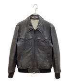 NUMBER (N)INEナンバーナイン）の古着「ウエスタンレザーブルゾン 　リブレザージャケット」｜ブラック